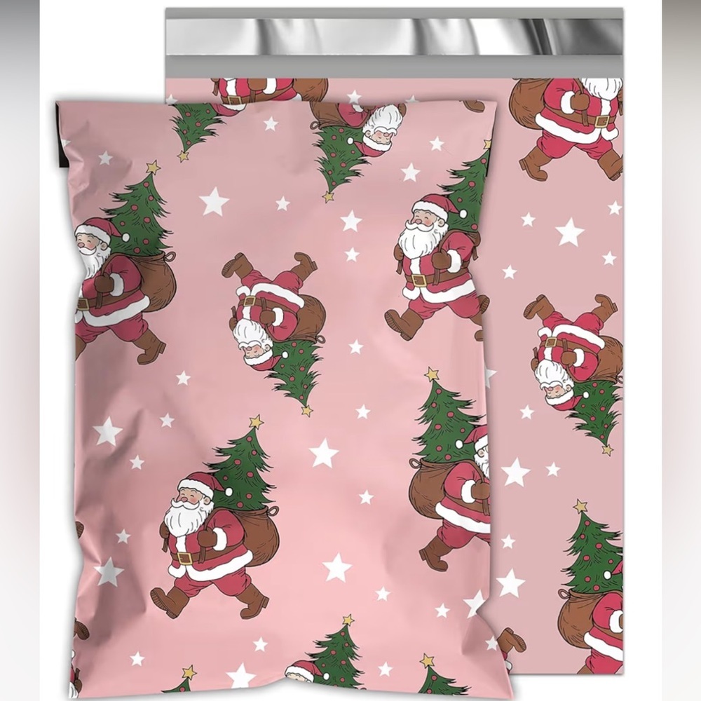 10 pcs Pink Santa Claus Poly Mailer - Picture 2 of 2